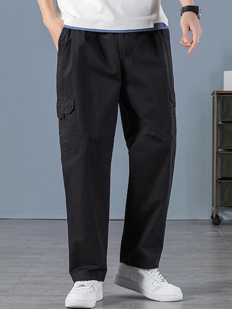 Mens Fashion Workwear - 남성용 100% 코튼 스트레이트 블랙 조거