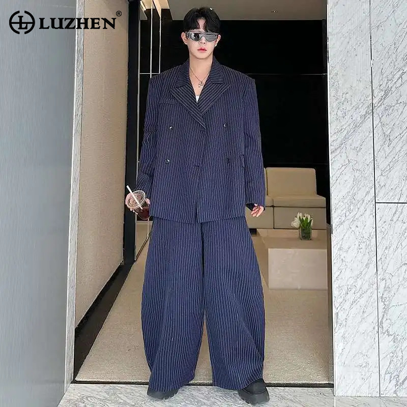 Men Fashion Elegant - 루젠(LUZHEN)의 세련된 스트라이프 패턴 블레이저 코트와