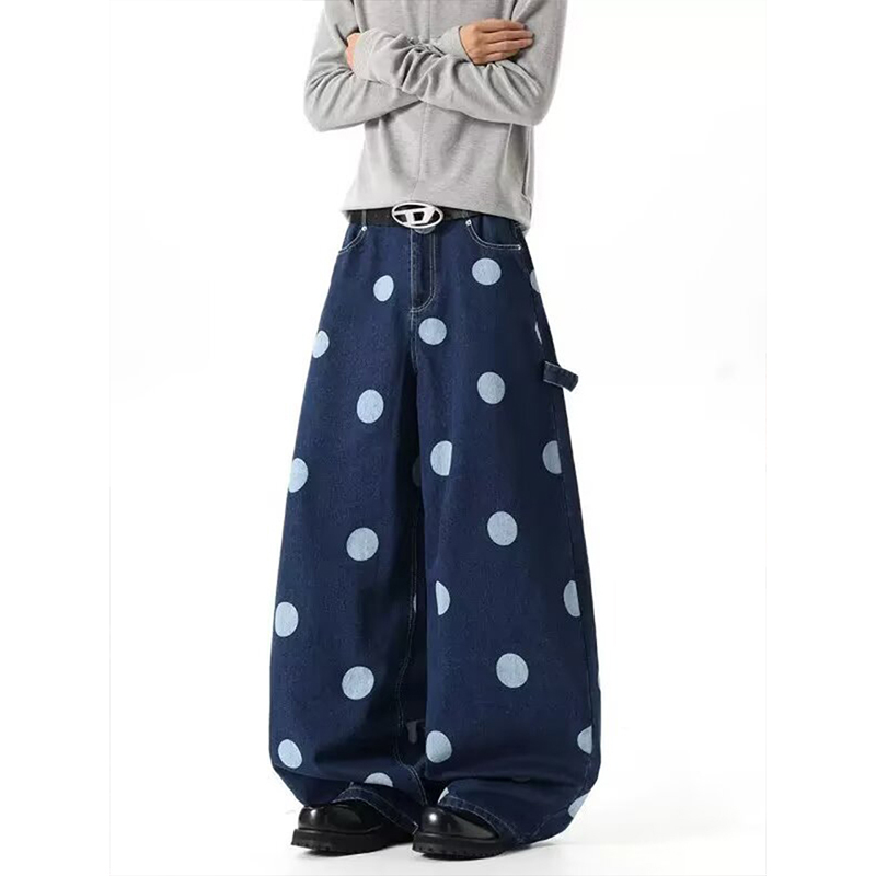 Men'S Fashion With Baggy Jeans - 패션 남성용 와이드 레그 데님 바지,