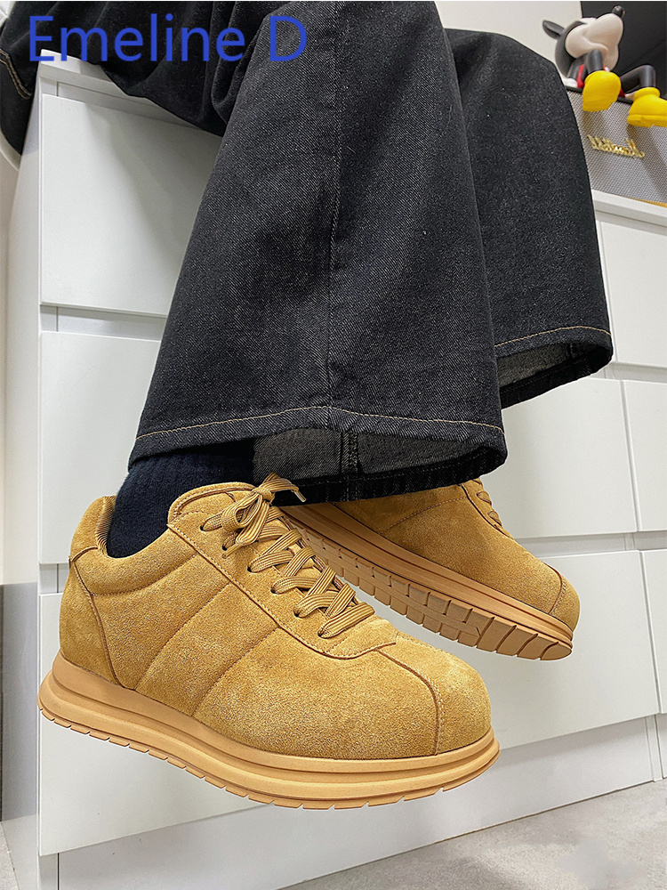 Yellow Men'S Fashion - 노란색 두꺼운 밑창 레이스업 브레드 슈즈