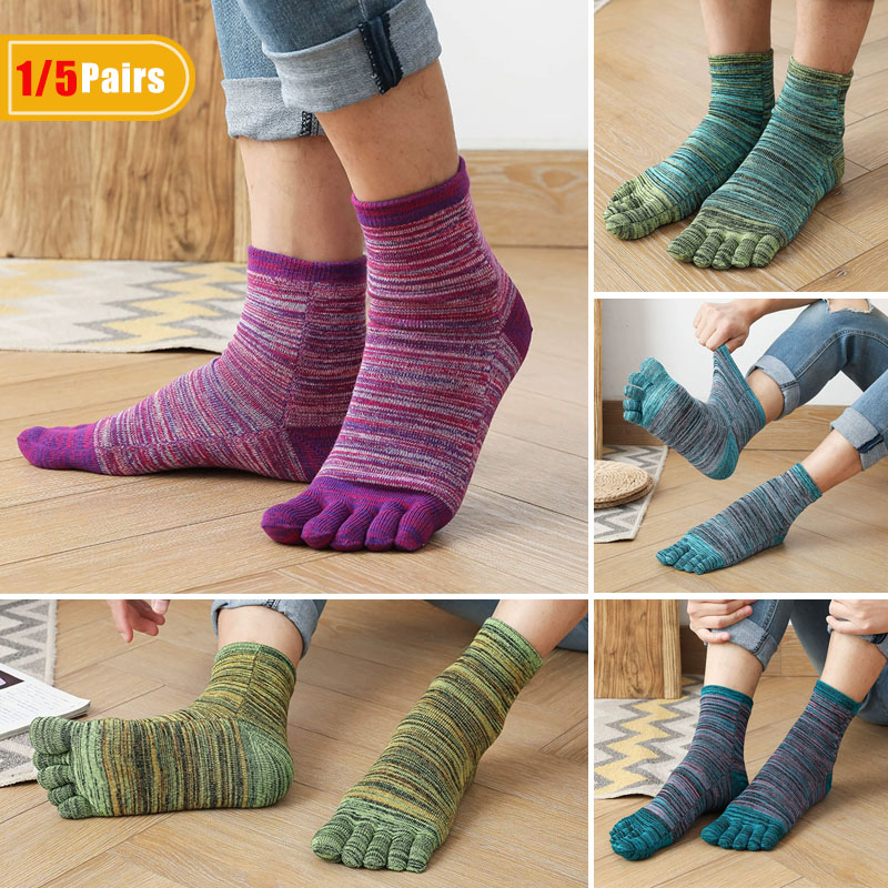 Socks Ankle Men - 1/5 쌍 남자 다채로운 발가락 해피