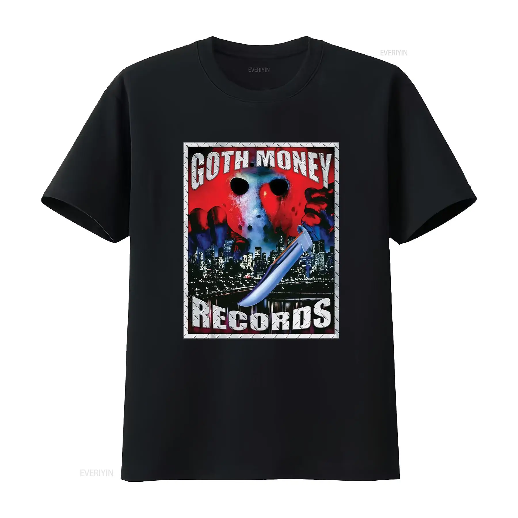 Mens Fashion Black Shirt - Goth Money Records 제이슨 로고 티셔츠