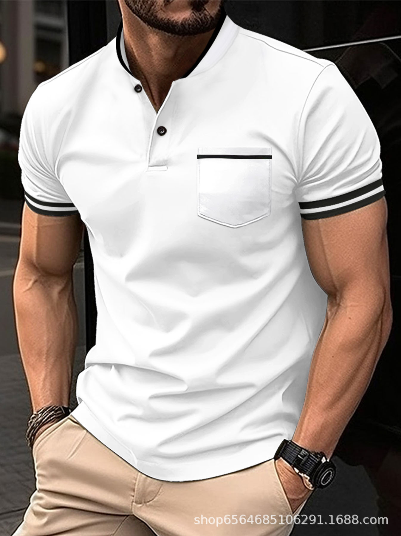 Amazon Men'S Fashion - 2026년 봄, 남성용 반팔, 단색, 스탠드