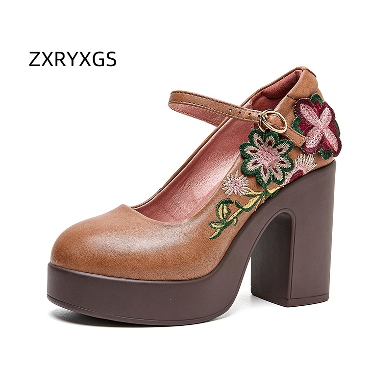 Men Fashion Elegant - ZXRYXGS 탑 레이어 소가죽 자수 꽃