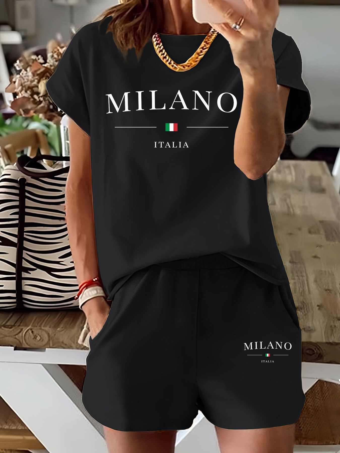 Milan Men'S Fashion - 밀라노 국기 프린트가 들어간 여름용 여성용