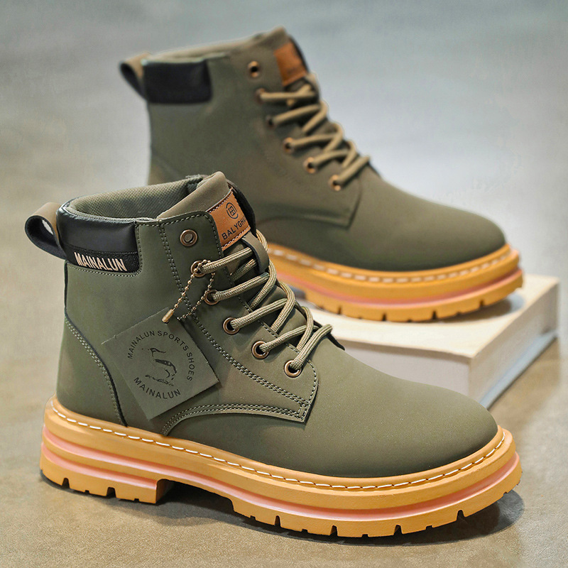 클래식 남성 하이탑 부츠 고품질 노란 가죽 부츠 패션  - Yellow Men'S Fashion 리뷰 및 가격