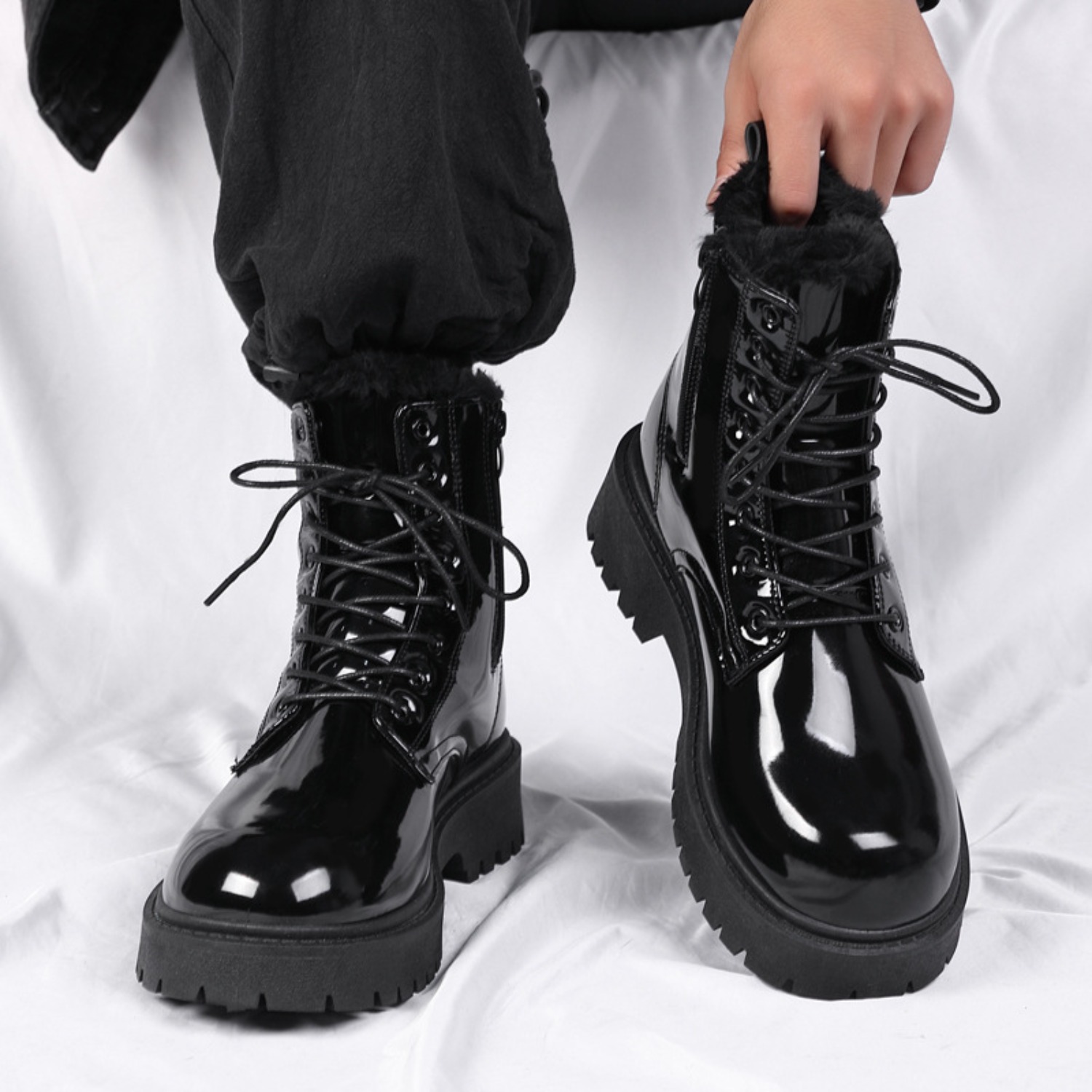 남성용 따뜻한 플러시 하이탑 부츠 겨울용 소프트솔 논슬 - Men'S Fashion Footwear 리뷰 및 가격