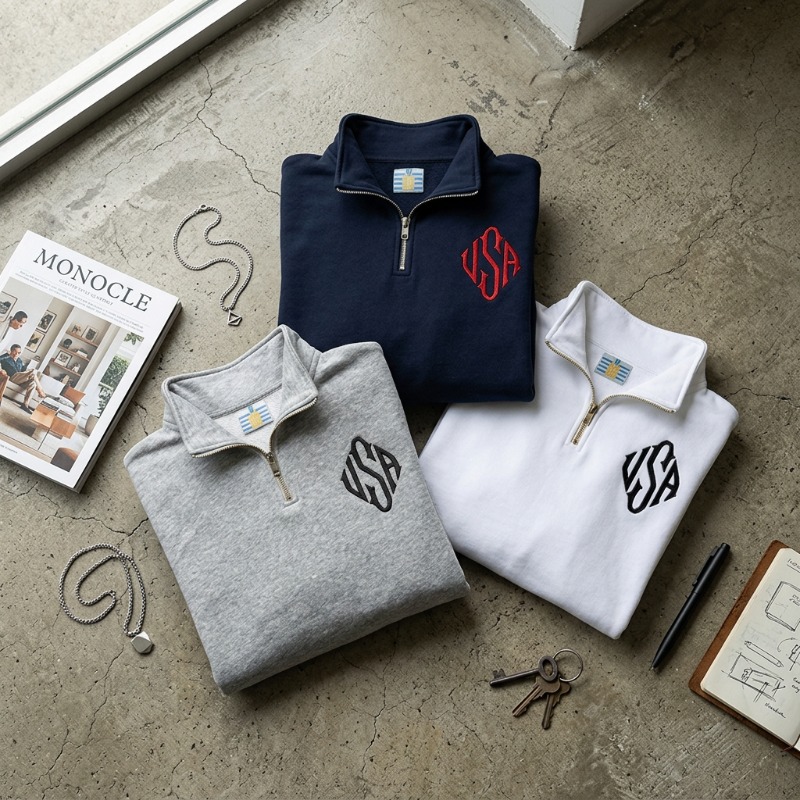 쿼터 지퍼 스웨트셔츠 Y2K 네이비 블루 미국 자수 미 - Mens Fashion Quarter Zip 리뷰 및 가격