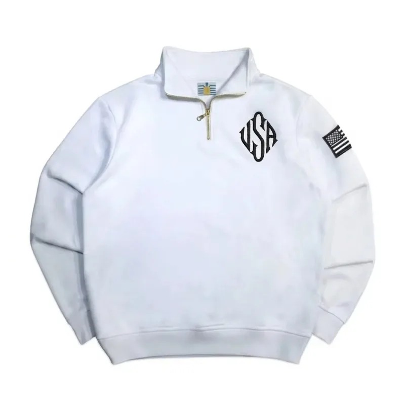 쿼터 지퍼 스웨트셔츠 Y2K 네이비 블루 미국 자수 미 - Mens Fashion Quarter Zip 리뷰 및 가격