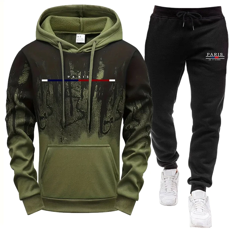 남성 세트/후드티/바지 가을 겨울 후드 스웨트셔츠 및  - Mens Fashion Workwear 리뷰 및 가격