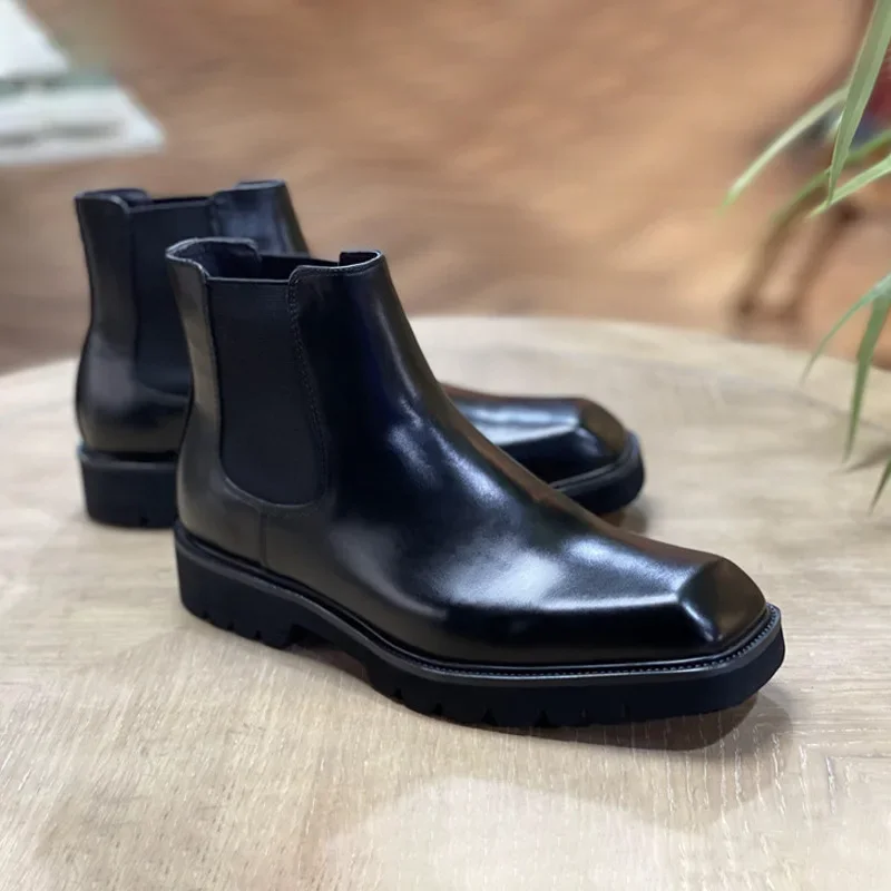 우아한 남성용 천연 가죽 부츠 럭셔리 수제 고품질 가을 - Men Fashion Elegant 리뷰 및 가격