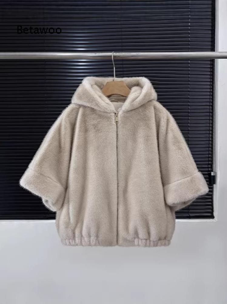 여성용 단색 베이지색 인조 모피 소재의 후드형 지퍼 코 - Mens Fashion Quarter Zip 리뷰 및 가격
