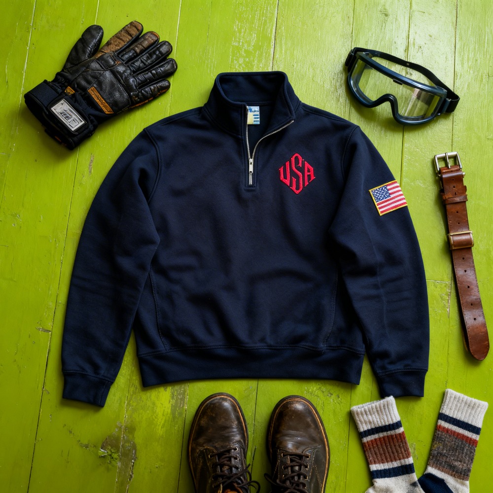 미국 국기 패치 스웨트셔츠 빈티지 네이비 블루 쿼터 지 - Mens Fashion Quarter Zip 리뷰 및 가격