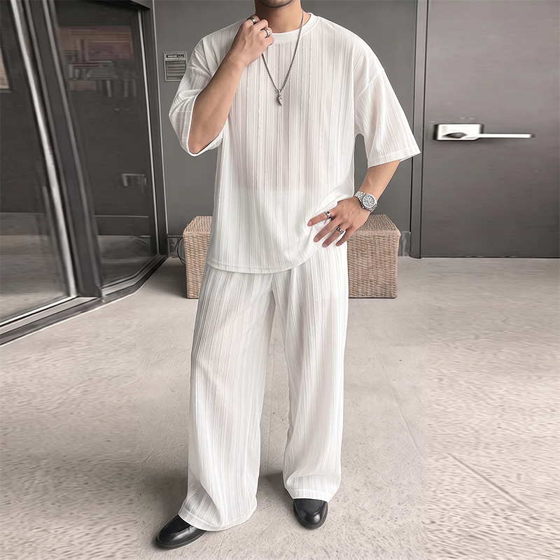 INCERUN 남성 세트 스트라이프 시스루 반팔 티셔츠 - Men'S Fashion Rules 리뷰 및 가격