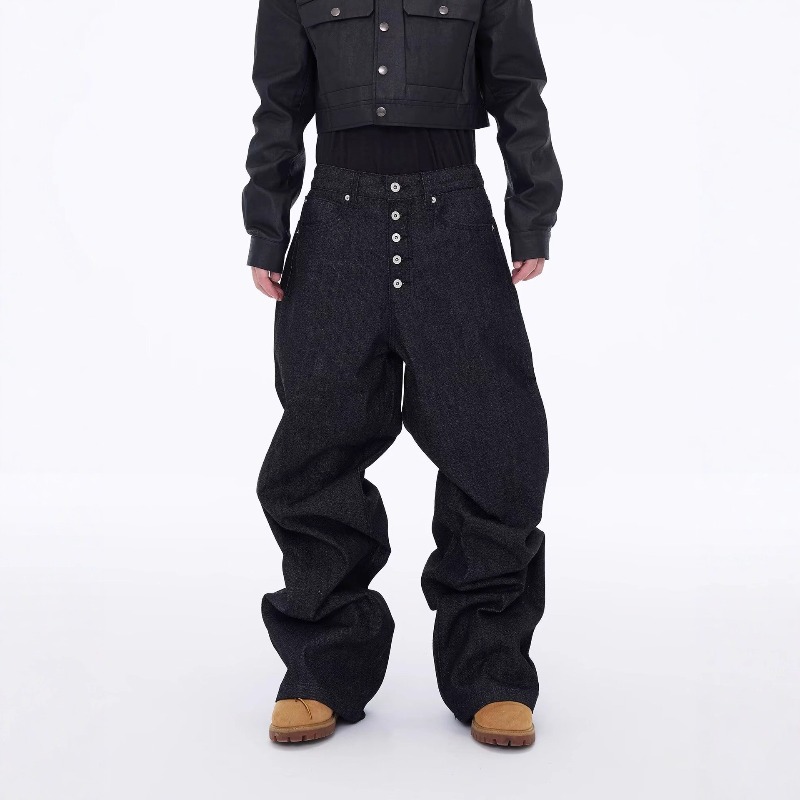 아메리칸 레트로 워싱 멀티 버튼 디자인 청바지 남성 Y - Men'S Fashion With Baggy Jeans 리뷰 및 가격