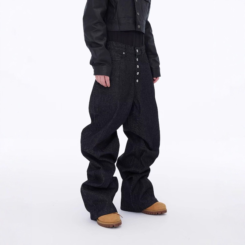 아메리칸 레트로 워싱 멀티 버튼 디자인 청바지 남성 Y - Men'S Fashion With Baggy Jeans 리뷰 및 가격