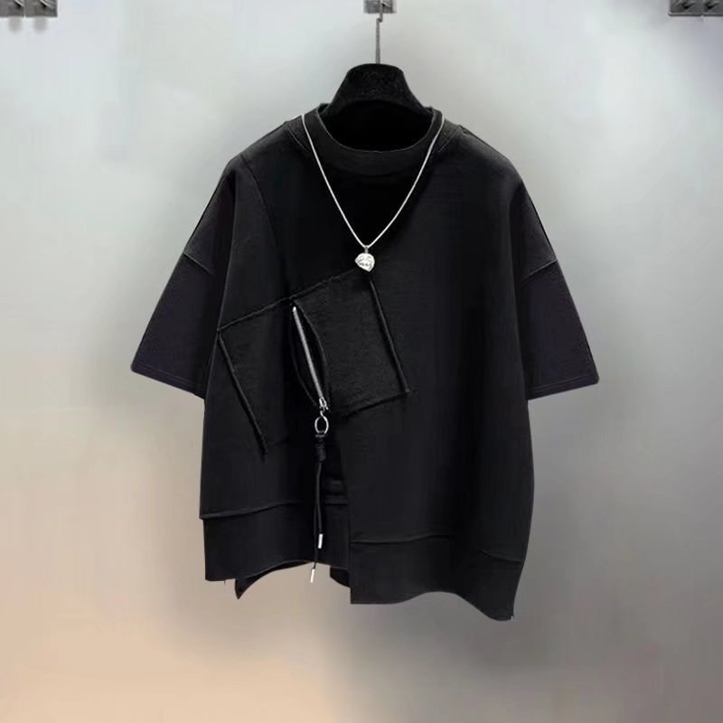 QICHE 남성용 포켓 지퍼 스플라이싱 반소매 티셔츠  - Mens Fashion Quarter Zip 리뷰 및 가격