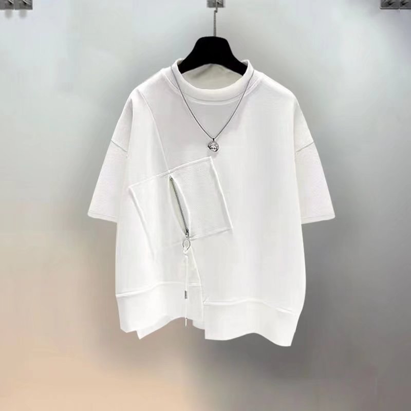 QICHE 남성용 포켓 지퍼 스플라이싱 반소매 티셔츠  - Mens Fashion Quarter Zip 리뷰 및 가격