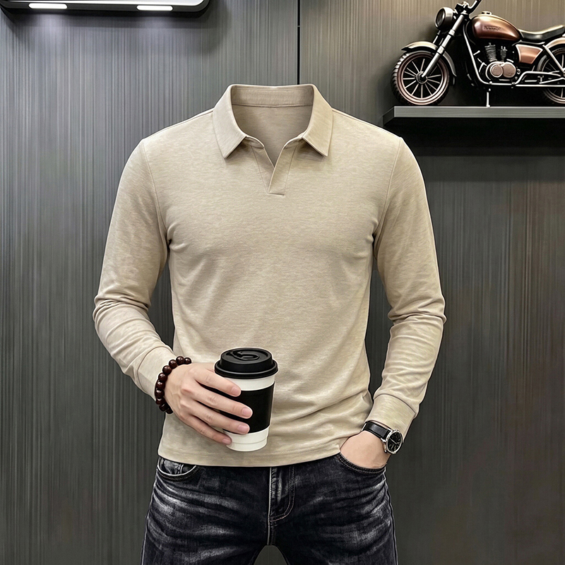 남성 비즈니스 캐주얼 긴팔 티셔츠 봄 가을 편안하고 통 - Men Fashion Upper 리뷰 및 가격
