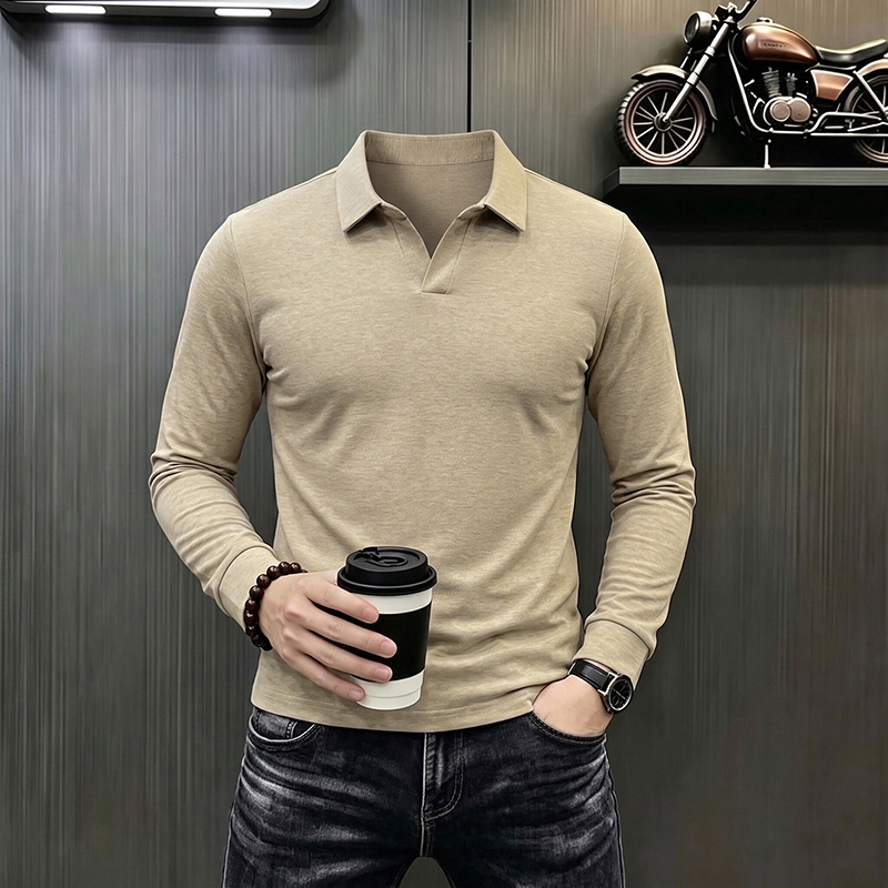 남성 비즈니스 캐주얼 긴팔 티셔츠 봄 가을 편안하고 통 - Men Fashion Upper 리뷰 및 가격