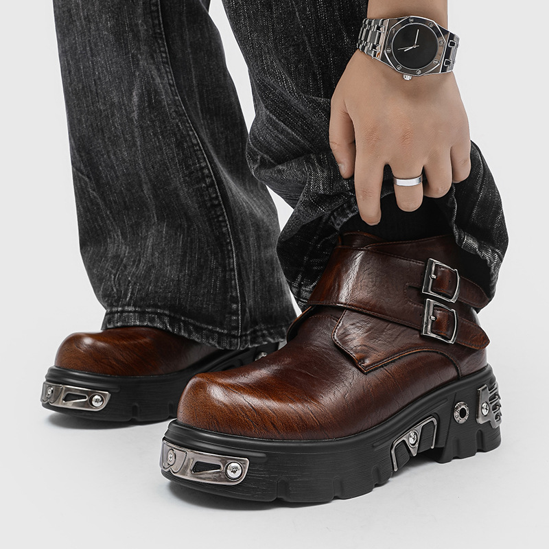 큰 사이즈 남성 패션 펑크 고스 플랫폼 부츠 실버 브라 - Men'S Fashion Footwear 리뷰 및 가격
