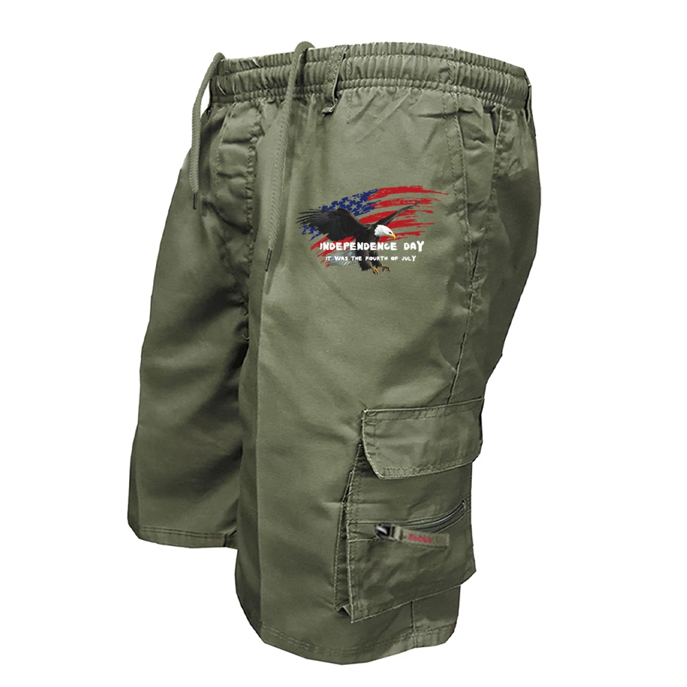 여름 남성 밀리터리 스타일 카고 반바지 아메리칸 프린트 - Mens Fashion Workwear 리뷰 및 가격