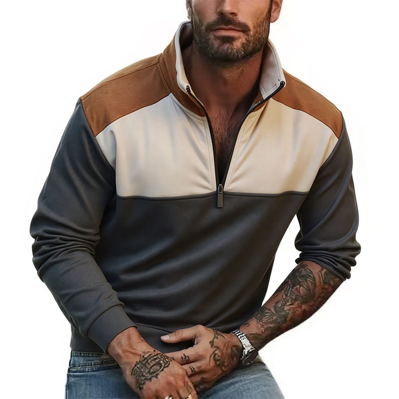 UETEEY 남성용 쿼터 집업 패치워크 스웨트셔츠 아웃 - Mens Fashion Quarter Zip 리뷰 및 가격