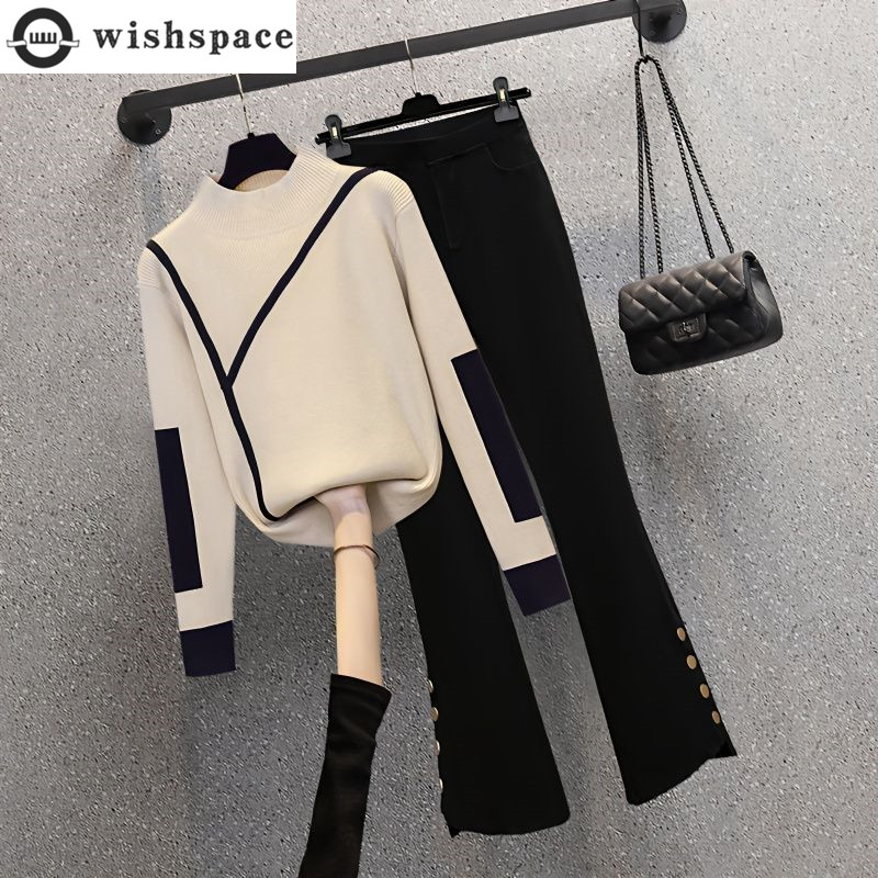 패셔너블한 니트 스웨터 캐주얼 팬츠 투피스 세트, 한국 - Men Fashion Korean Style 리뷰 및 가격