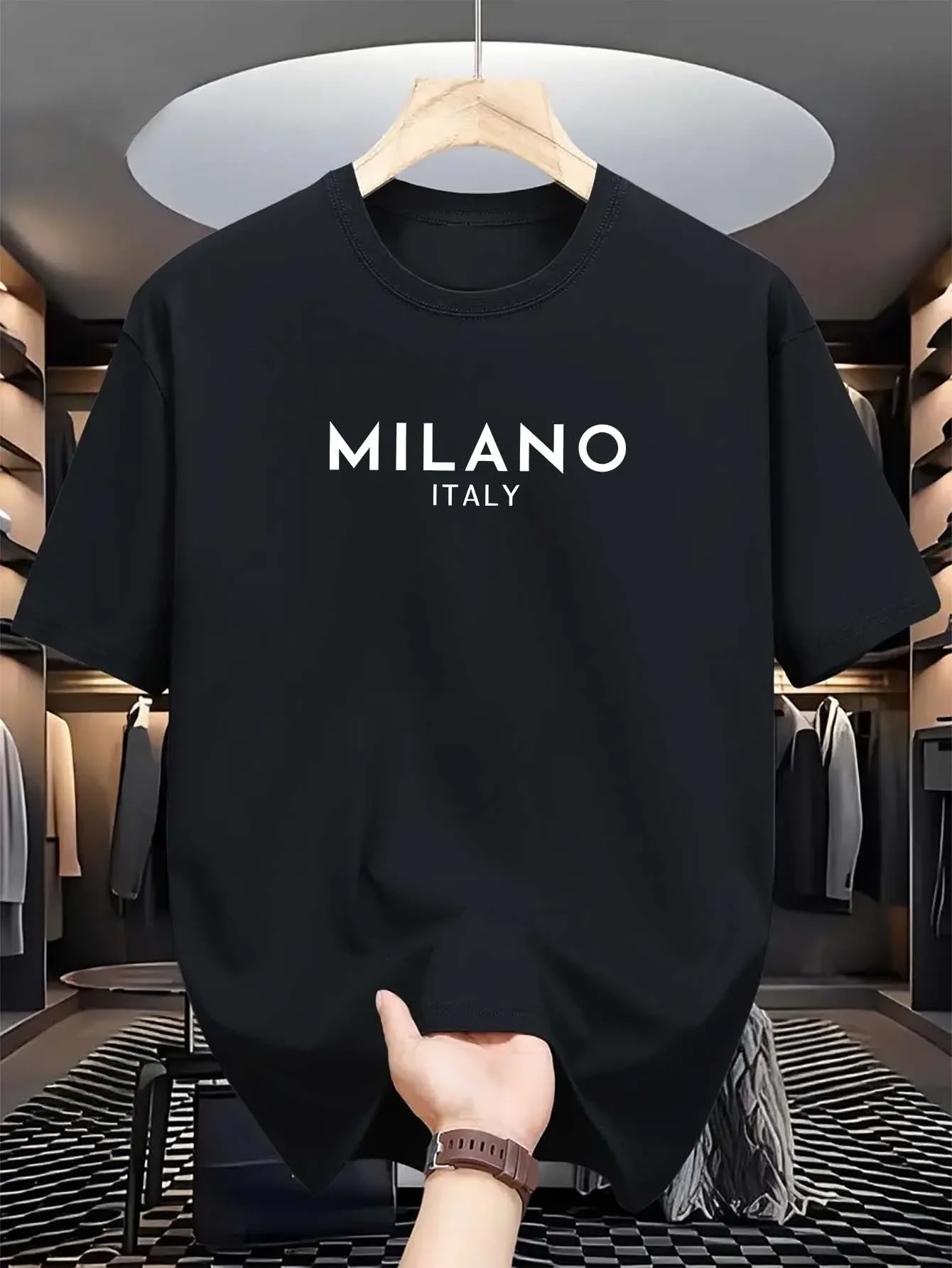 밀라노 이탈리아 라운드넥 프린트 반팔 셔츠, 캐주얼,  - Milan Men'S Fashion 리뷰 및 가격