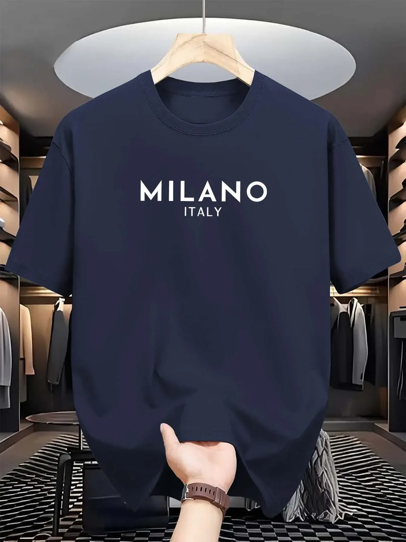 밀라노 이탈리아 라운드넥 프린트 반팔 셔츠, 캐주얼,  - Milan Men'S Fashion 리뷰 및 가격